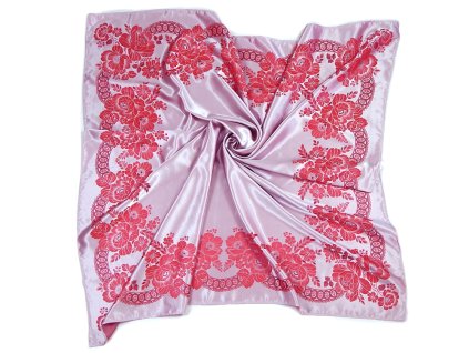 Folklore scarf Ondrin VSh 160x160 ROSE AND LACE pastel