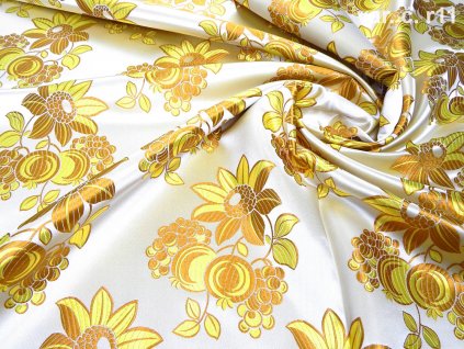 Ondran 160 krojový brokát GERBERA S JABLÍČKY VELKÁ ecru | R11