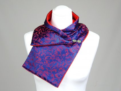 Women's scarf PESh 528 lined PES fleece floral blue/wine KRB