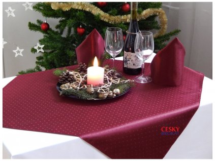 Tablecloth Odaska 77x77 dots maroon