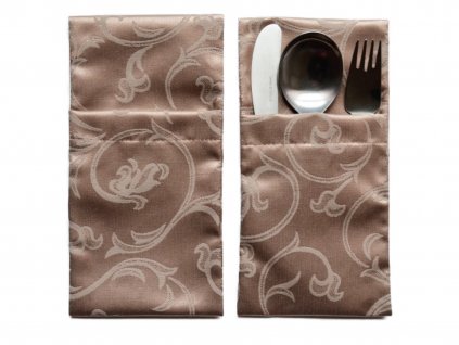 Cutlery pocket Odaska 11,5x21,5 set of 2pcs  ornament brown