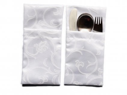 Cutlery pocket 11,5x21,5 set of 2pcs ornament white