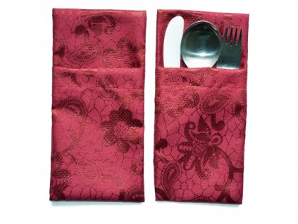 Cutlery pocket Odaska set 2pcs LACE burgundy