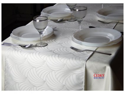 Tablecloth Odaska tread 40x140 fans white