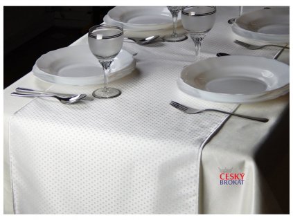 Tablecloth Odaska tread 40x140 diamonds white