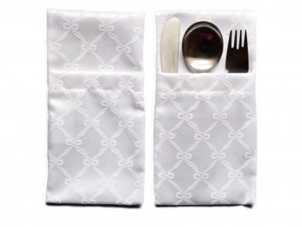 Cutlery pocket Odaska 11,5x21,5 set of 2pcs bows white