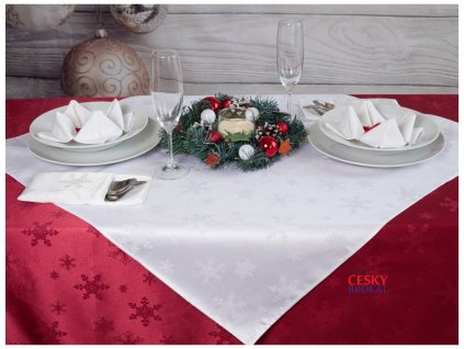 Tablecloth Odasan despite 77x77 snowflakes white