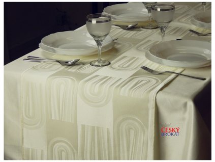 Tablecloth Odaska tread 40x140 horseshoe cream
