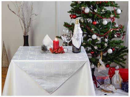 Tablecloth Odaska 77x77 BELL IN GRID silver