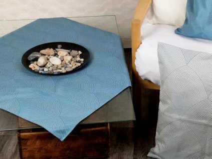 Tablecloth brocade 77x77 angled arch blue
