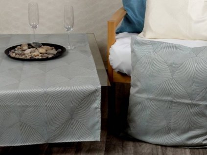 Tablecloth brocade 40x140 GOTHIC ARCH ivory/turquoise