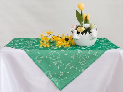 TABLECLOTH ODASKA 77x77 SNOW WHITE green
