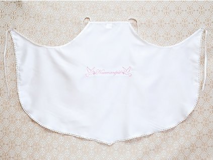 Bib for newlyweds with embroidery white/pink