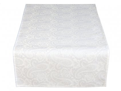 27601842 R6537 Ubrus Odaska 40x140 KAŠMÍROVÝ vzor bílá (11) OK