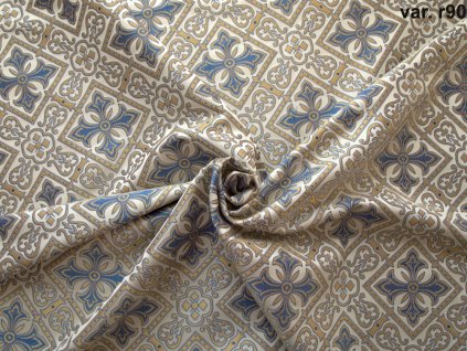 MU001661 R5587r90 ecru osnova modrázlatá Luxusní brokát 160 51056 KŘÍŽ VE ČTVERCI ecru (3)