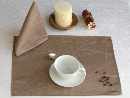 Tablecloth Odaska place setting 30x40 set of 2 pieces LINES coffee