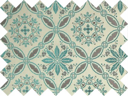 840 1 m0000202 luxusni brokat 160 51037 lance floral ecru r5254 r26 ecru osnova ecru tyrkysova 1 (1)