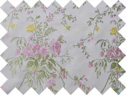 BROCADE SAMPLE 5x10cm 50749 BOUQUETS AND RACES ecru