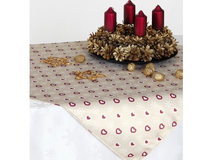 Tablecloth Odasan 70x70 PRINT heart/snowflake