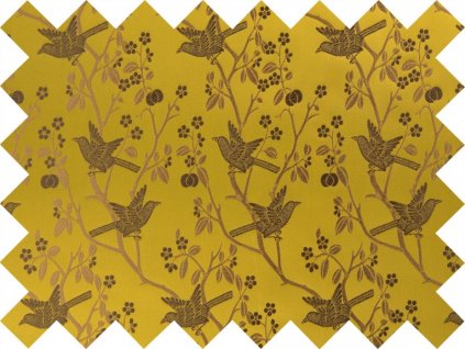 Brocade sample 5x10cm 51323 BIRDS II. yellow | 11
