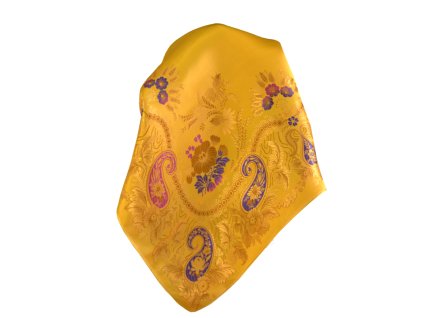 Folklore scarf Ondritka VSh 75x71 PAISLEY yellow