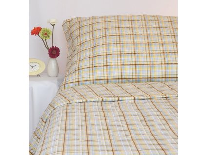 Bedding set ba KREP 70x90+140x200 KÁRO yellow-brown