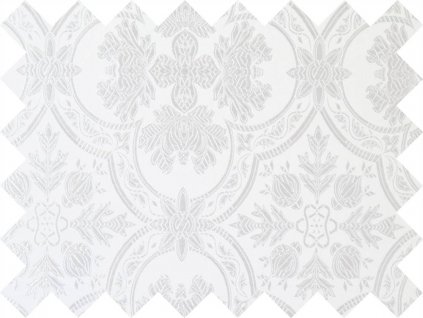 Brocade sample 5x10cm 50749 QUADRULEE white