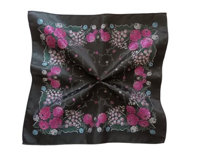 Folklore scarf Ondrit VSh 76x76 LILY OF THE VALLEY black