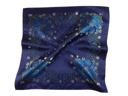 Folklore scarf Ondrit VSh 80x80 HYDRANGEA WITH WHIPS blue