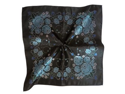 Folklore scarf Ondrit Vsh 76x76 HYDRANGEA WITH WHIPS black