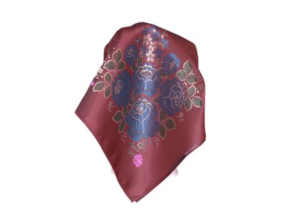 Costume scarf Ondrit VSh 78x78 BOUQUET WITH WHIPS maroon