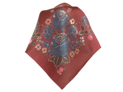Folklore scarf Ondrit VSh 76x76 HYDRANGEA WITH WHIPS maroon