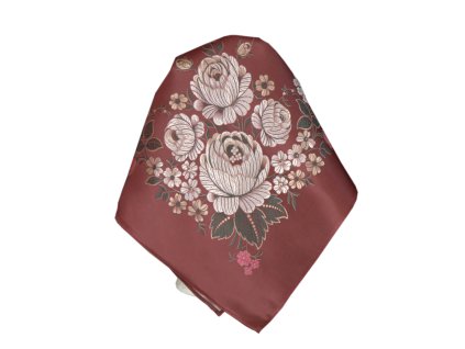 Folklore scarf Ondrit VSh 76x76 HYDRANGEA WITH WHIPS maroon