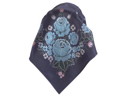 Folklore scarf Ondrit Vsh 76x76 HYDRANGEA WITH WHIPS blue