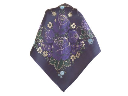 Folklore scarf Ondrit Vsh 76x76 HYDRANGEA WITH WHIPS blue