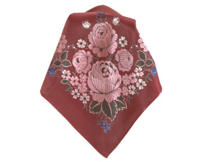 Folklore scarf Ondrit VSh 76x76 HYDRANGEA maroon