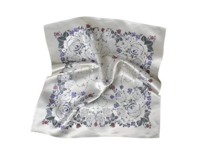 Folklore scarf Ondrit HYDRANGEA WITH WHIPS cream