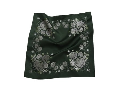 Folklore scarf Ondrit Vsh 76x76 HYDRANGEA green