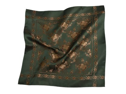 Folklore scarf Ondrin Vsh 76x76 ROSEBUDS green