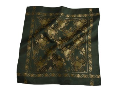 Folklore scarf Ondrin Vsh 76x76 ROSEBUDS green
