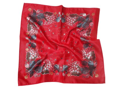 Folklore scarf Ondrit Vsh 76x76 LILY OF THE VALLEY red
