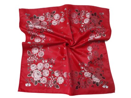 Folklore scarf Ondrit Vsh 76x76 BELLFLOWERS red