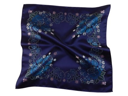 Folklore scarf Ondrit Vsh 76x76 HYDRANGEA blue