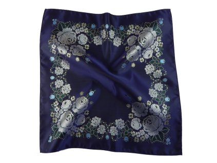 Folklore scarf Ondrit Vsh 76x76 HYDRANGEA blue