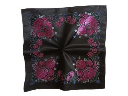 Folklore scarf Ondrit Vsh 76x76 HYDRANGEA black