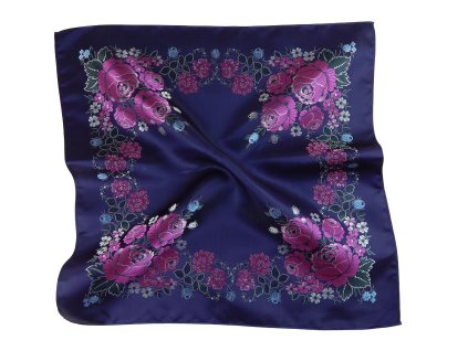 Folklore scarf Ondrit Vsh 76x76 HYDRANGEA blue