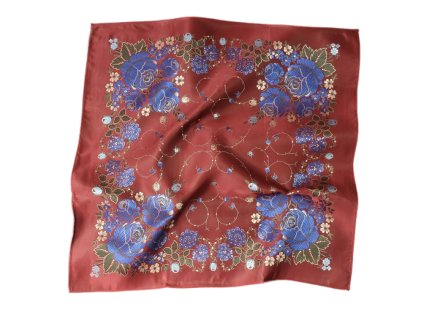 Folklore scarf Ondrit Vsh 78x78 HYDRANGEA WITH WHIPS maroon