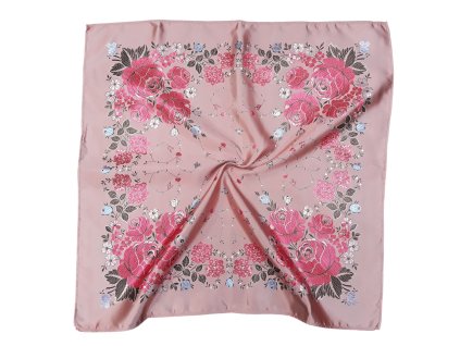 Folklore scarf Ondrit Vsh 76x76 HYDRANGEA WITH WHIPS salmon