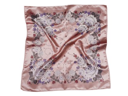 Folklore scarf Ondrit Vsh 76x76 HYDRANGEA WITH WHIPS salmon