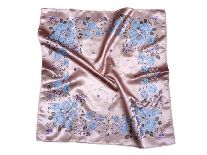 Folklore scarf Ondrit Vsh 76x76 BELLFLOWERS salmon